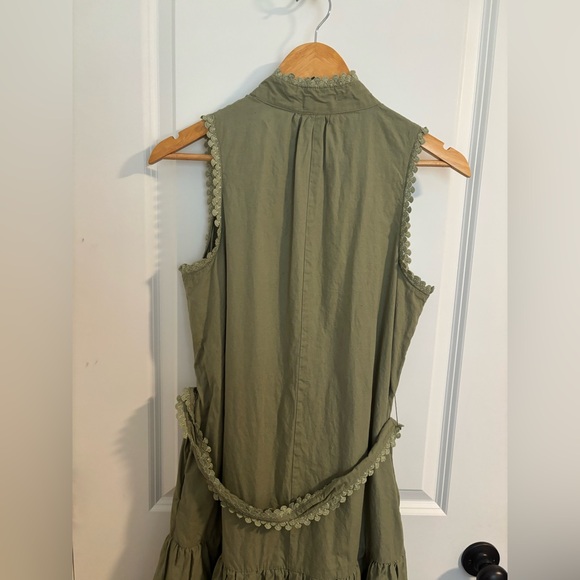 AVEC LES FILLES Eyelet Embroidery Sleeveless Maxi Dress Olive Green Size Small - Picture 12 of 12